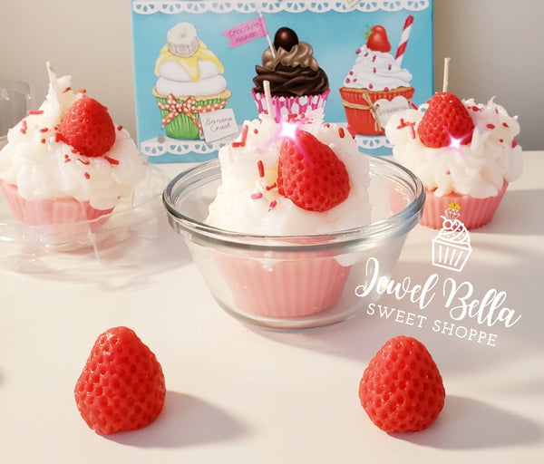 Pink Strawberry Cupcake Candle 4 oz.