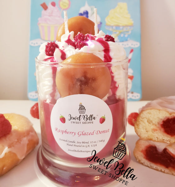 Raspberry Glazed Donut Scented Candle 12 oz.